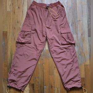 Urban outfitters, cargo parachute pants, small, Coral Orange